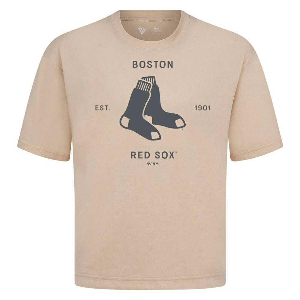 Boston Red Sox Levelwear Crossway Oversized Luxe Signature Knit T-Shirt - MLB