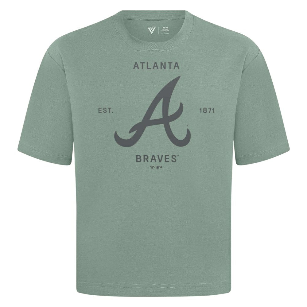 Atlanta Braves Levelwear Crossway Oversized Luxe Signature Knit T-Shirt - MLB