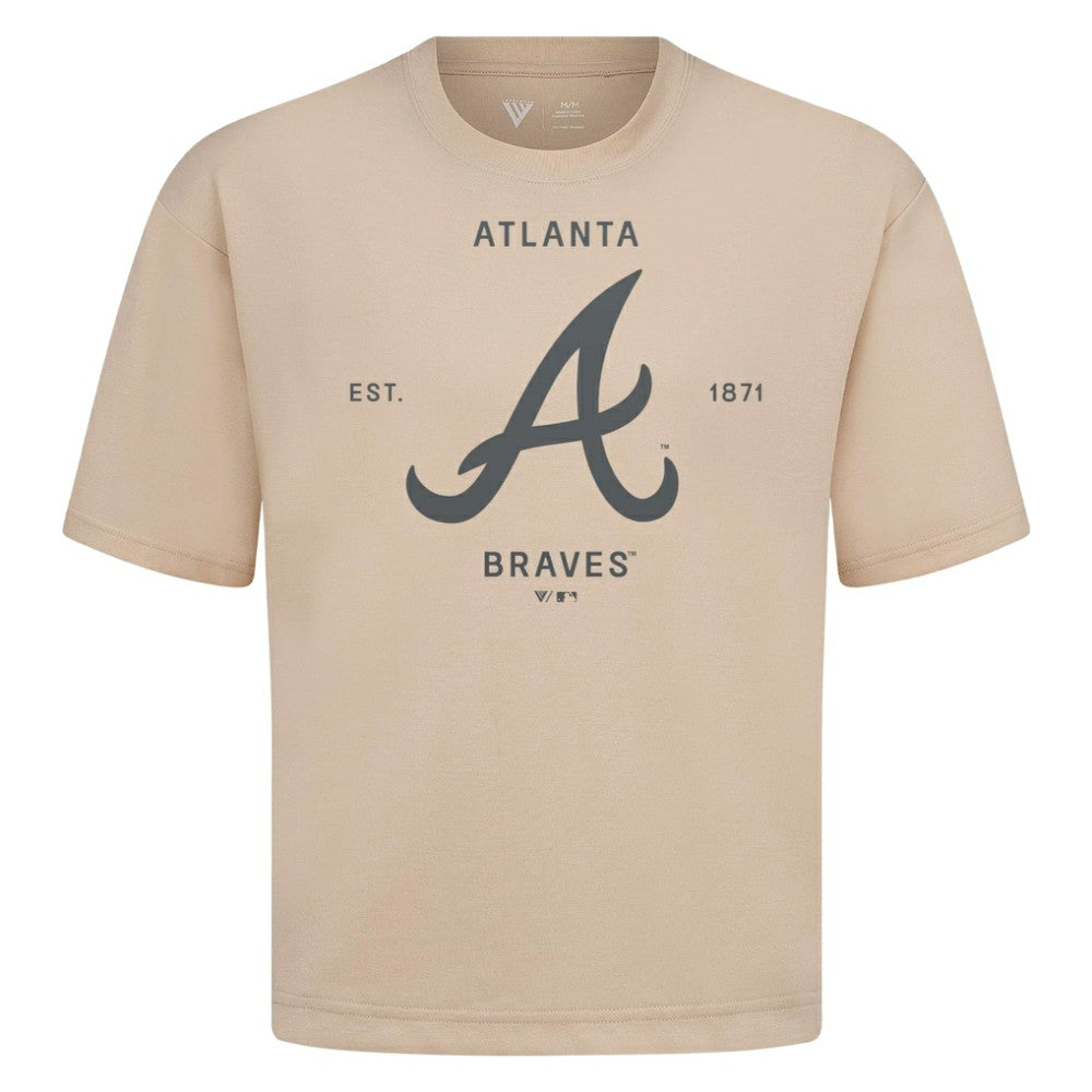 Atlanta Braves Levelwear Crossway Oversized Luxe Signature Knit T-Shirt - MLB