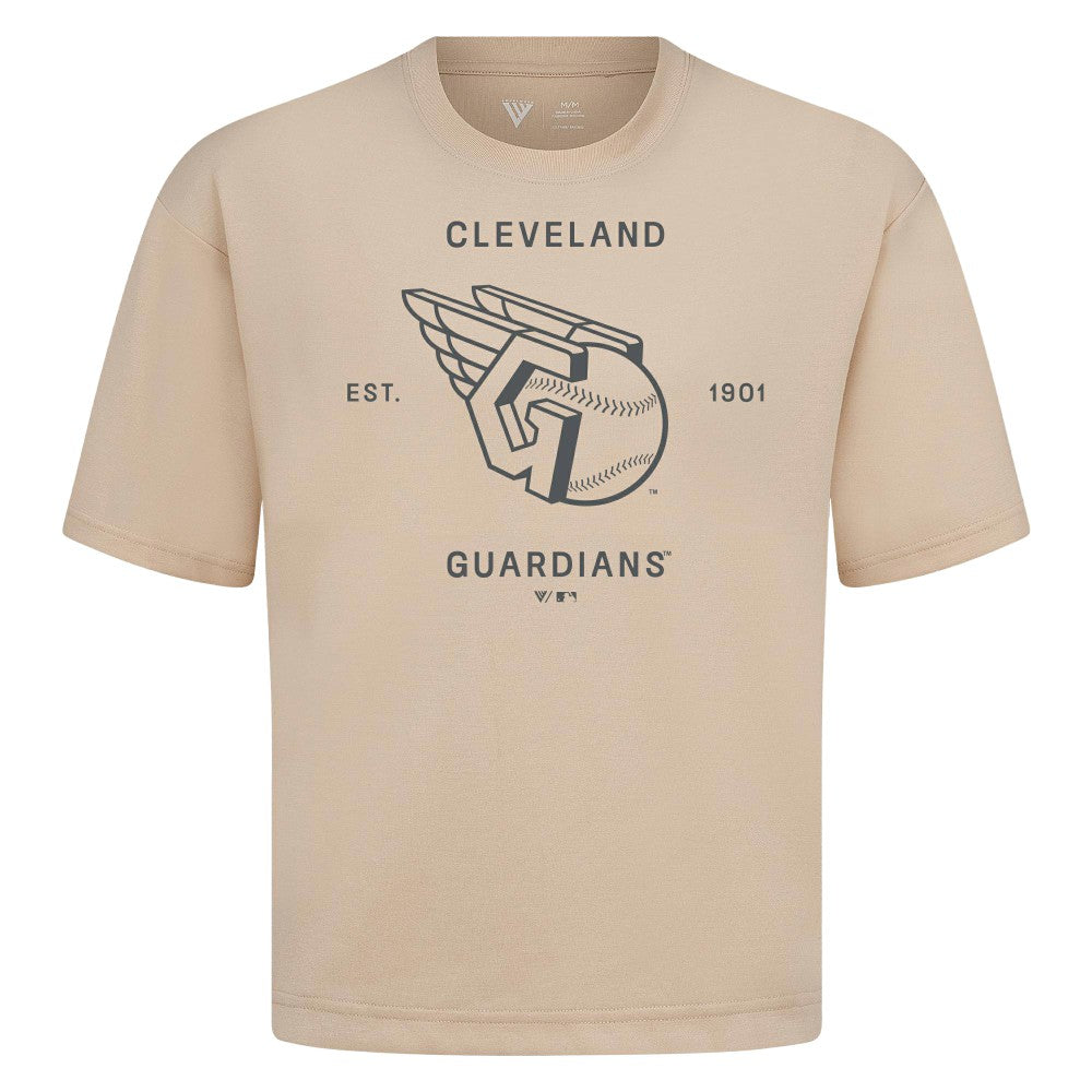 Cleveland Guardians Levelwear Crossway Oversized Luxe Signature Knit T-Shirt - MLB