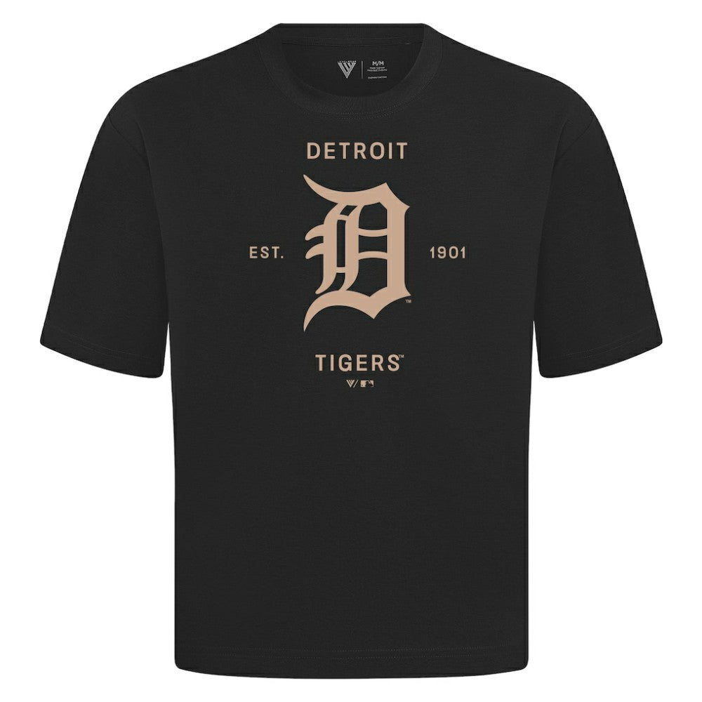 Detroit Tigers Levelwear Crossway Oversized Luxe Signature Knit T-Shirt - MLB