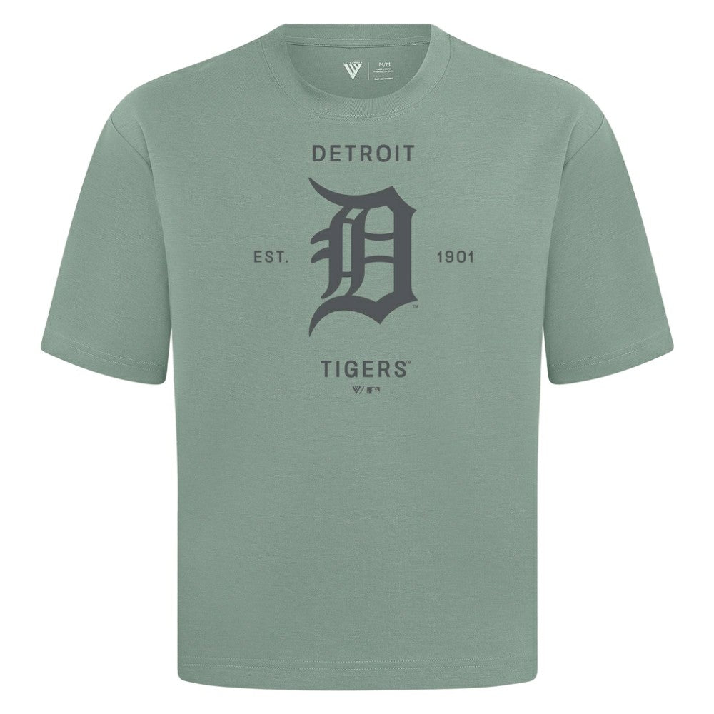 Detroit Tigers Levelwear Crossway Oversized Luxe Signature Knit T-Shirt - MLB