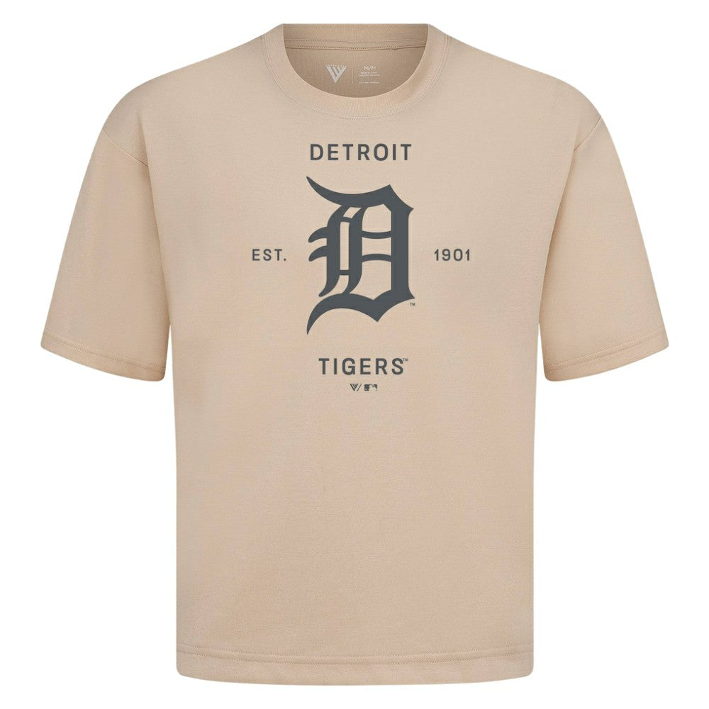 Detroit Tigers Levelwear Crossway Oversized Luxe Signature Knit T-Shirt - MLB