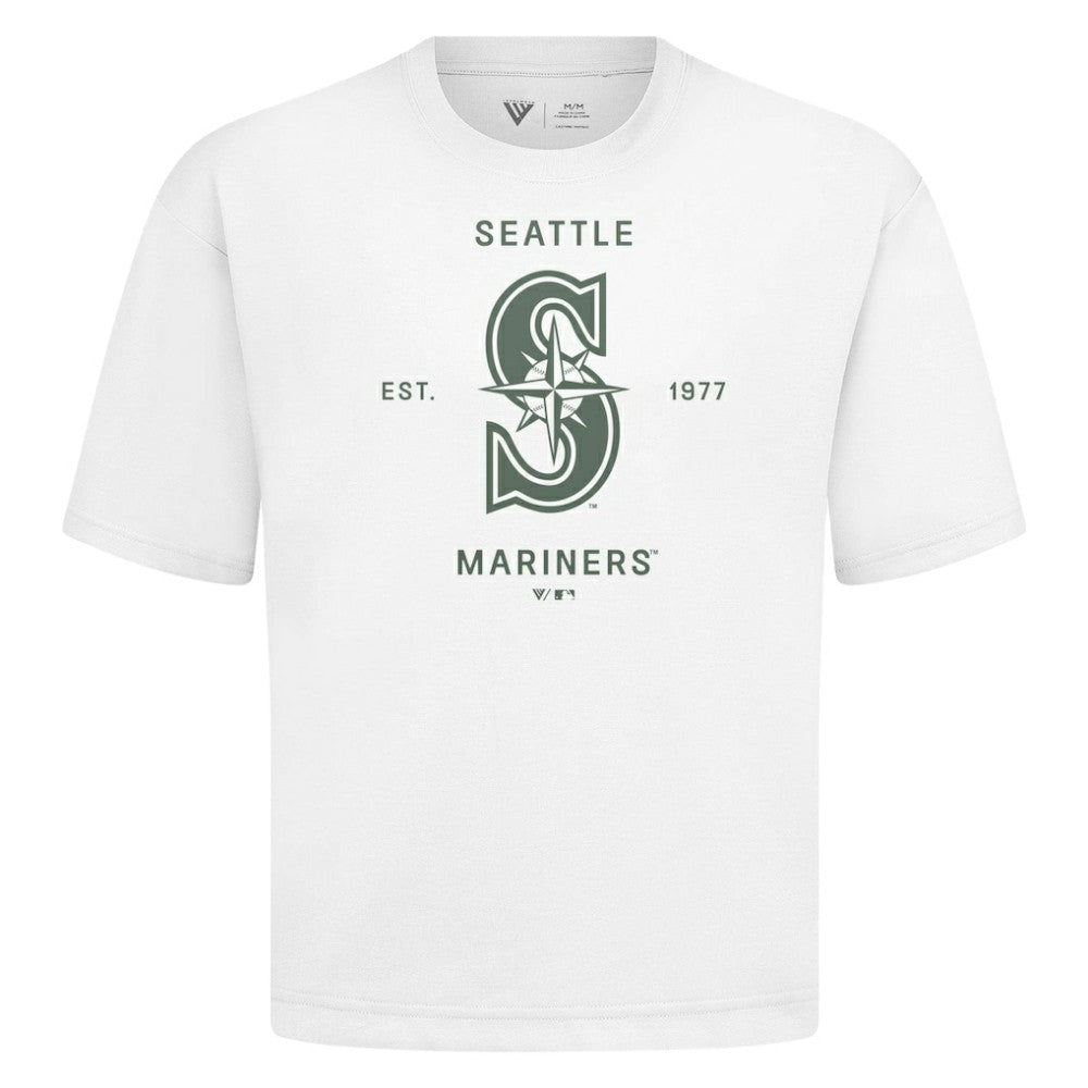 Seattle Mariners Levelwear Crossway Oversized Luxe Signature Knit T-Shirt - MLB