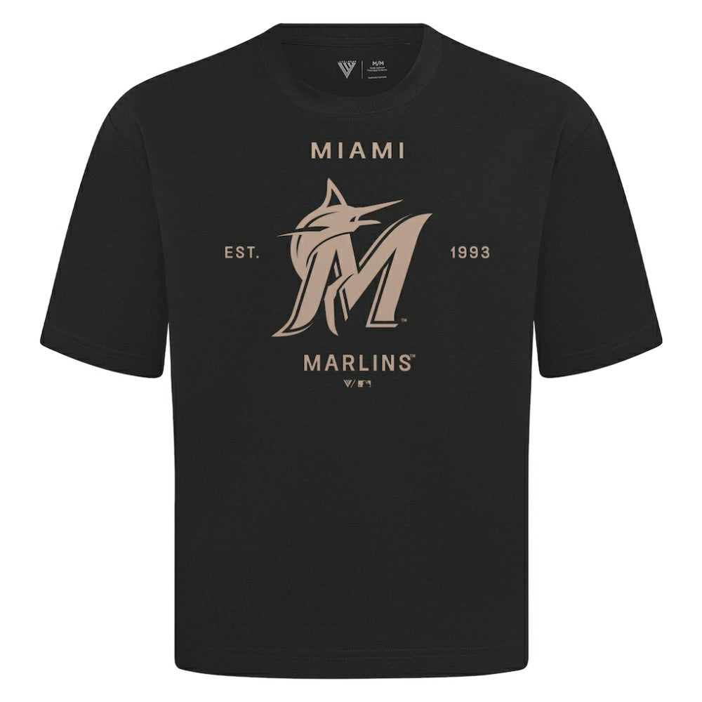 Miami Marlins Levelwear Crossway Oversized Luxe Signature Knit T-Shirt - MLB