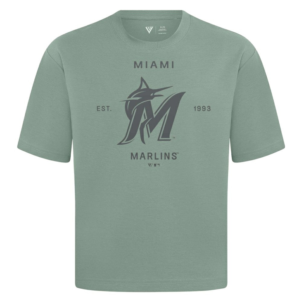 Miami Marlins Levelwear Crossway Oversized Luxe Signature Knit T-Shirt - MLB