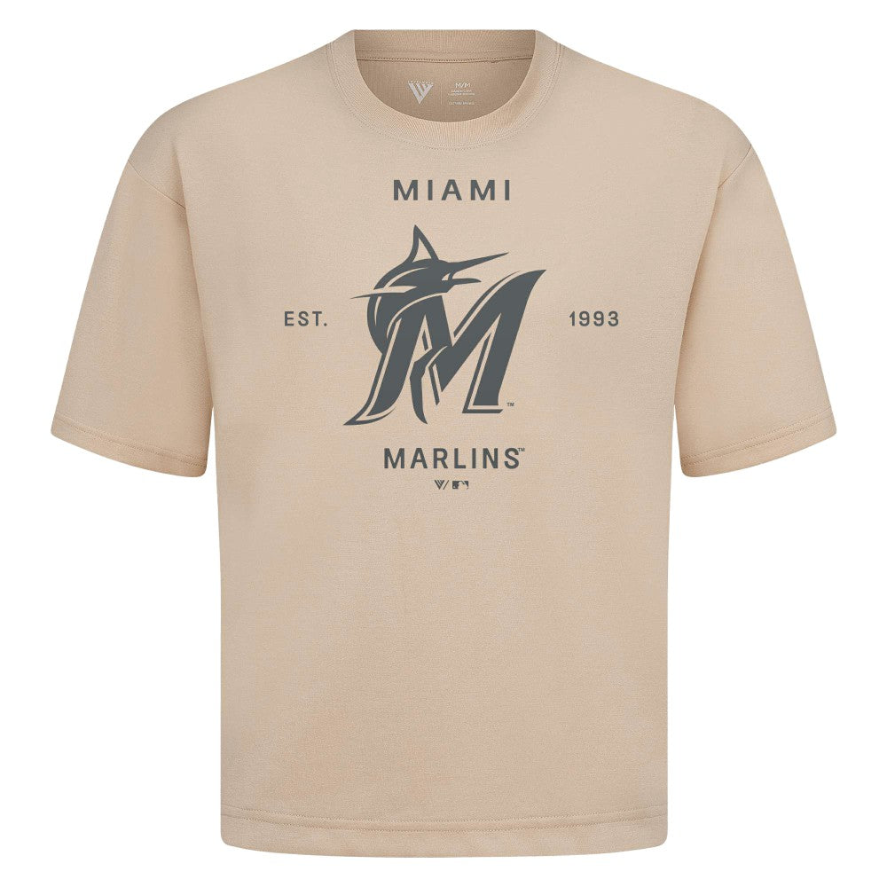 Miami Marlins Levelwear Crossway Oversized Luxe Signature Knit T-Shirt - MLB