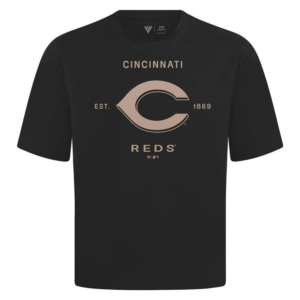 Cincinnati Reds Levelwear Crossway Oversized Luxe Signature Knit T-Shirt - MLB