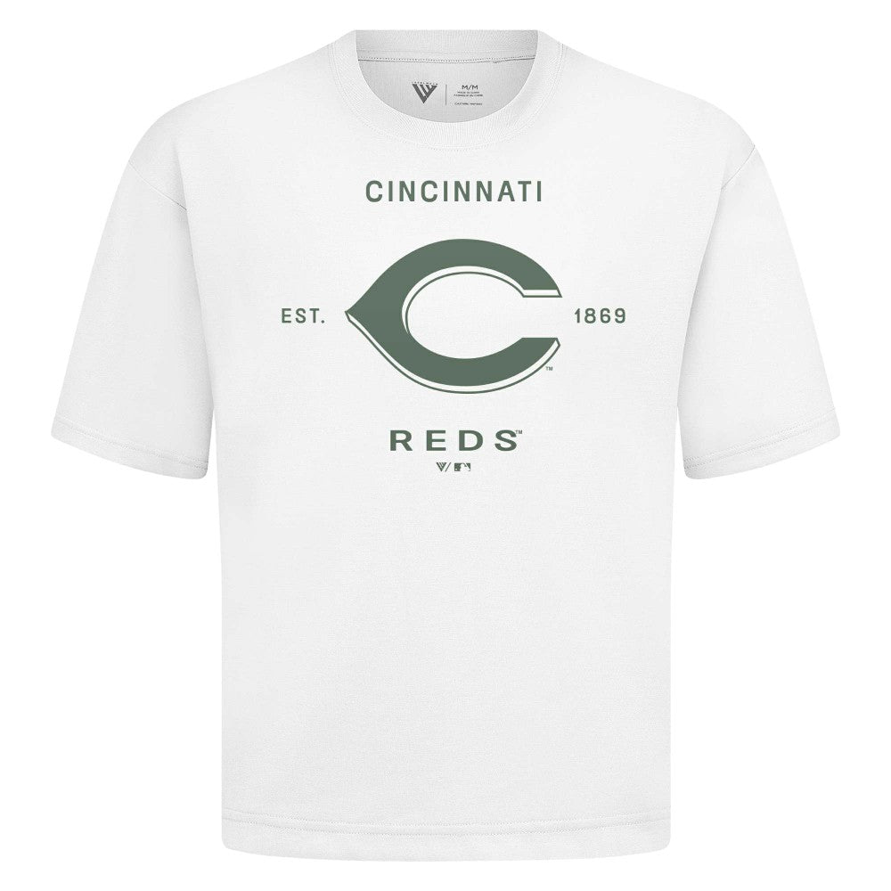 Cincinnati Reds Levelwear Crossway Oversized Luxe Signature Knit T-Shirt - MLB