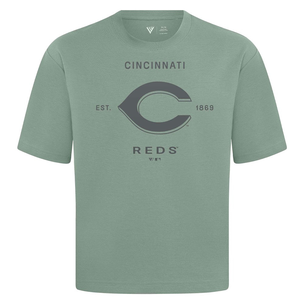 Cincinnati Reds Levelwear Crossway Oversized Luxe Signature Knit T-Shirt - MLB