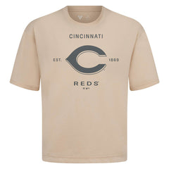 Cincinnati Reds Levelwear Crossway Oversized Luxe Signature Knit T-Shirt - MLB