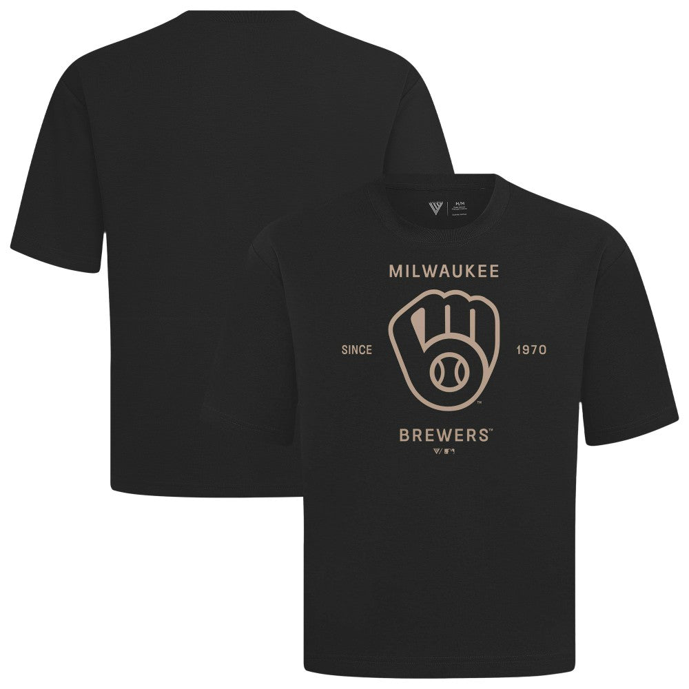 Milwaukee Brewers Levelwear Crossway Oversized Luxe Signature Knit T-Shirt - MLB