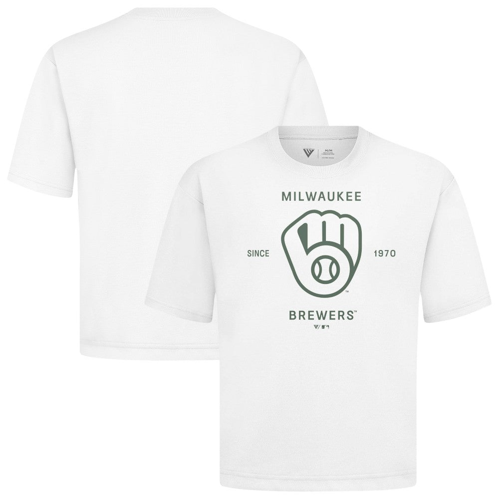 Milwaukee Brewers Levelwear Crossway Oversized Luxe Signature Knit T-Shirt - MLB