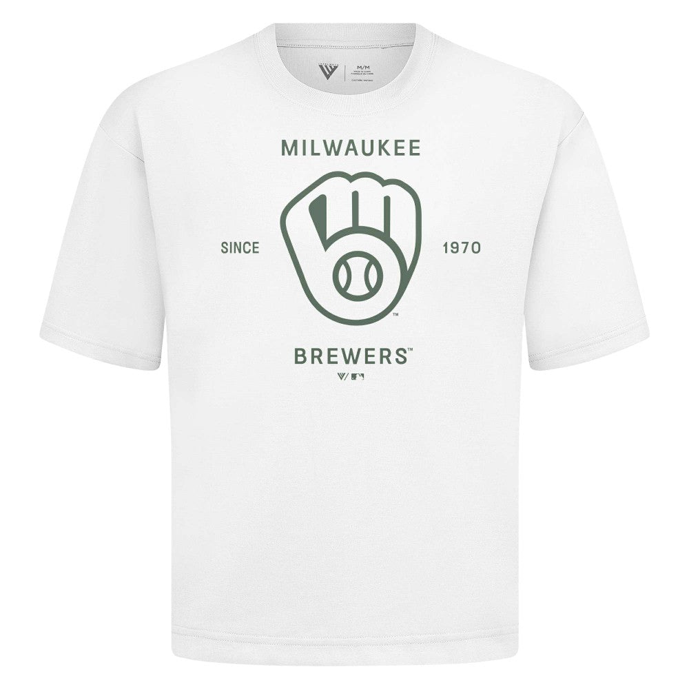 Milwaukee Brewers Levelwear Crossway Oversized Luxe Signature Knit T-Shirt - MLB