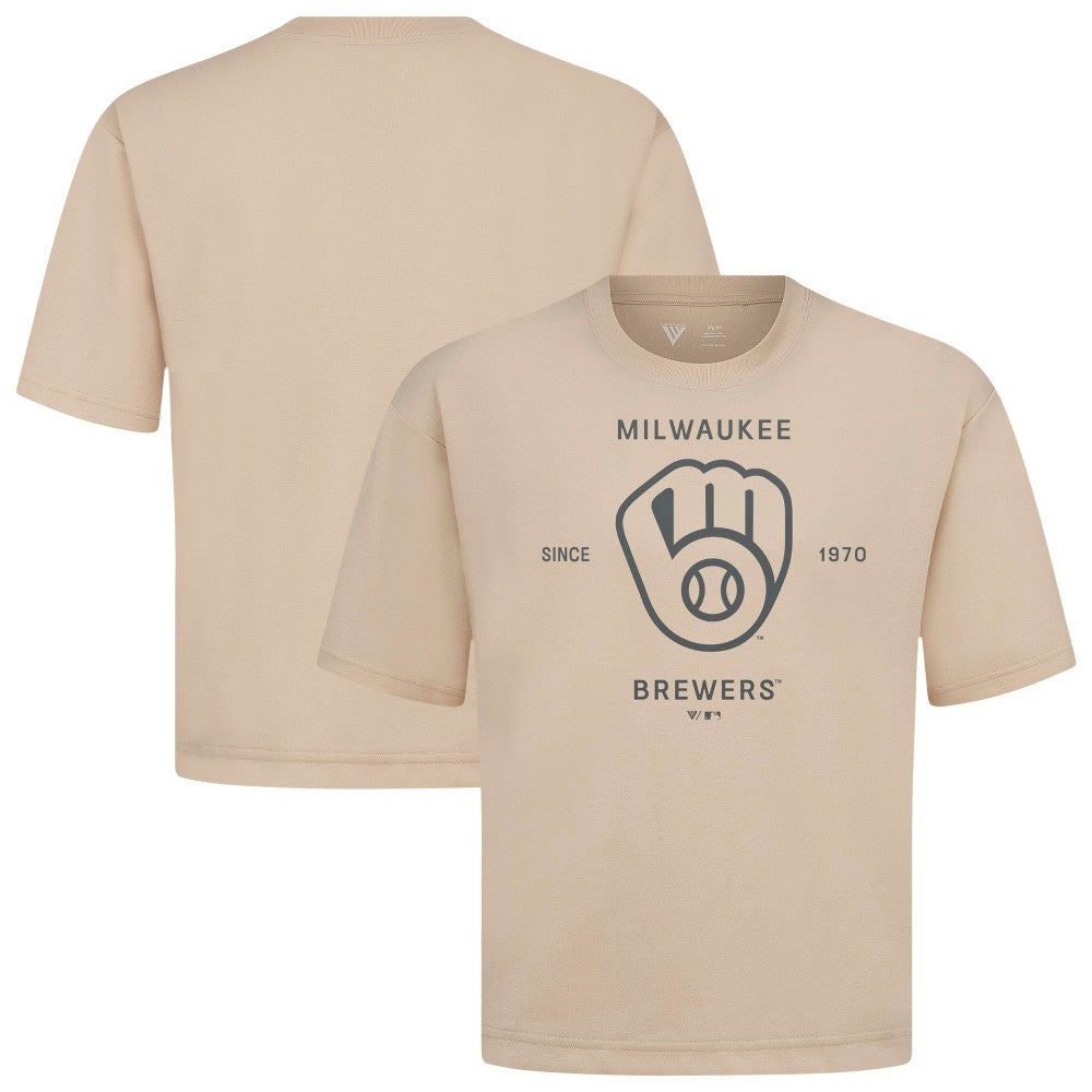 Milwaukee Brewers Levelwear Crossway Oversized Luxe Signature Knit T-Shirt - MLB