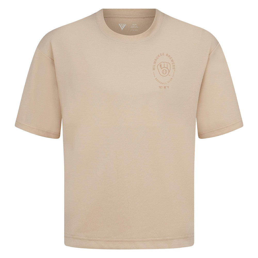 Milwaukee Brewers Levelwear Signet Oversized Luxe Signature Knit T-Shirt - MLB