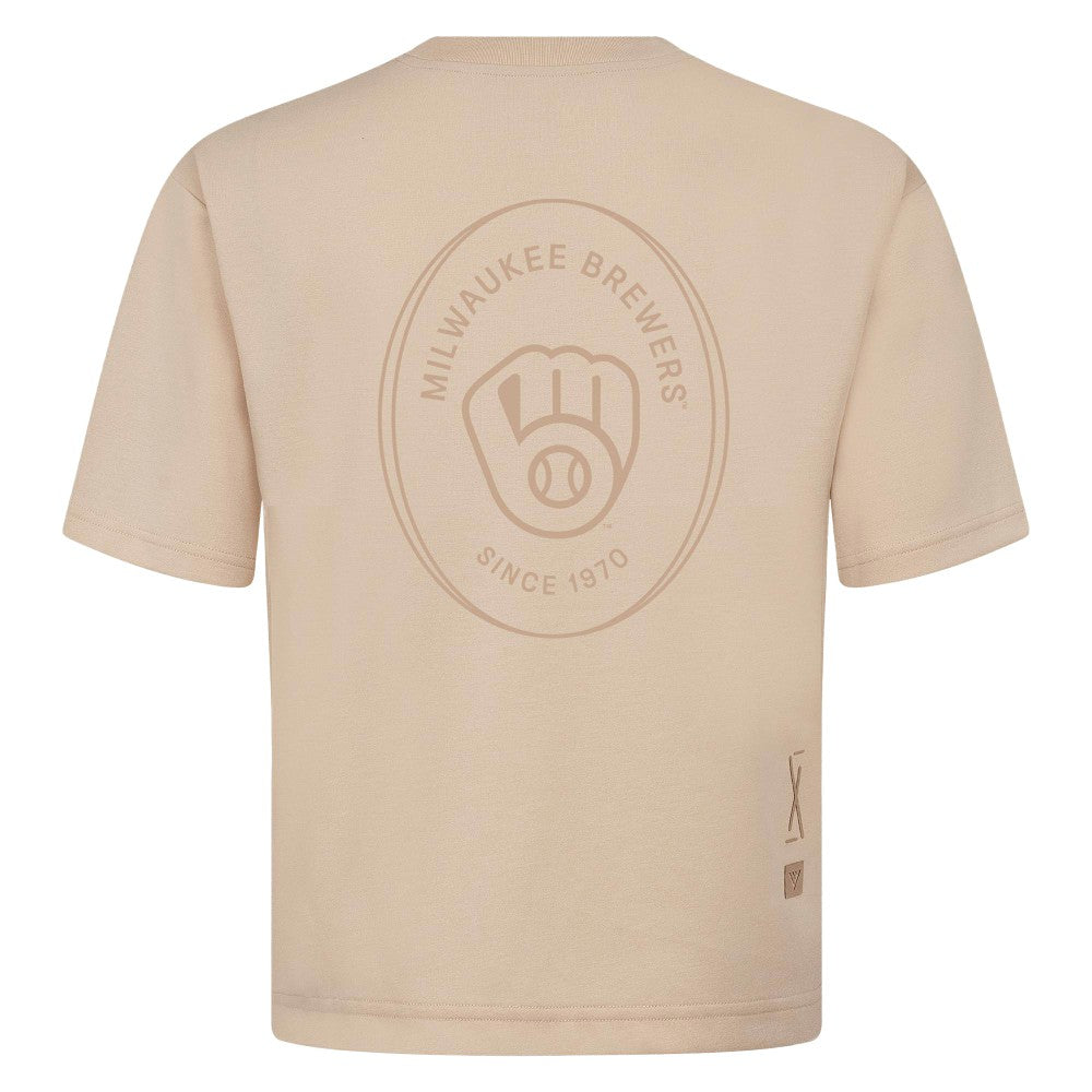 Milwaukee Brewers Levelwear Signet Oversized Luxe Signature Knit T-Shirt - MLB