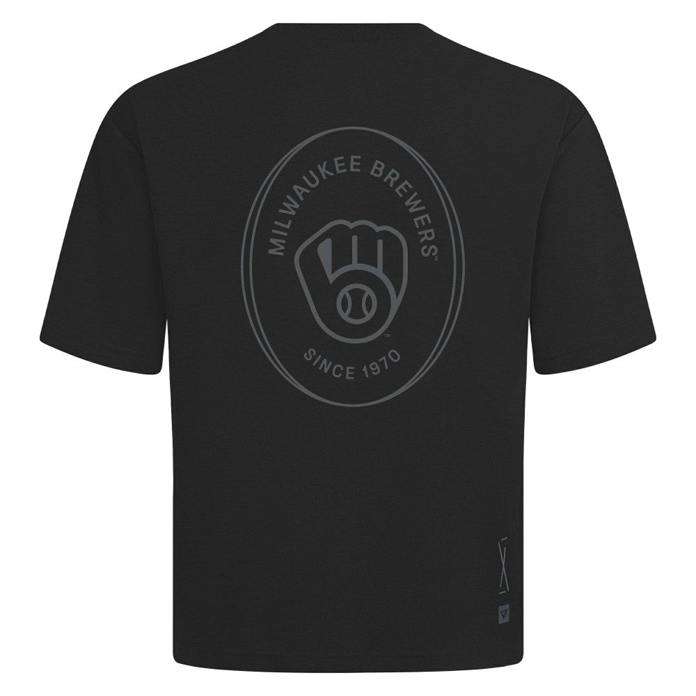 Milwaukee Brewers Levelwear Signet Oversized Luxe Signature Knit T-Shirt - MLB