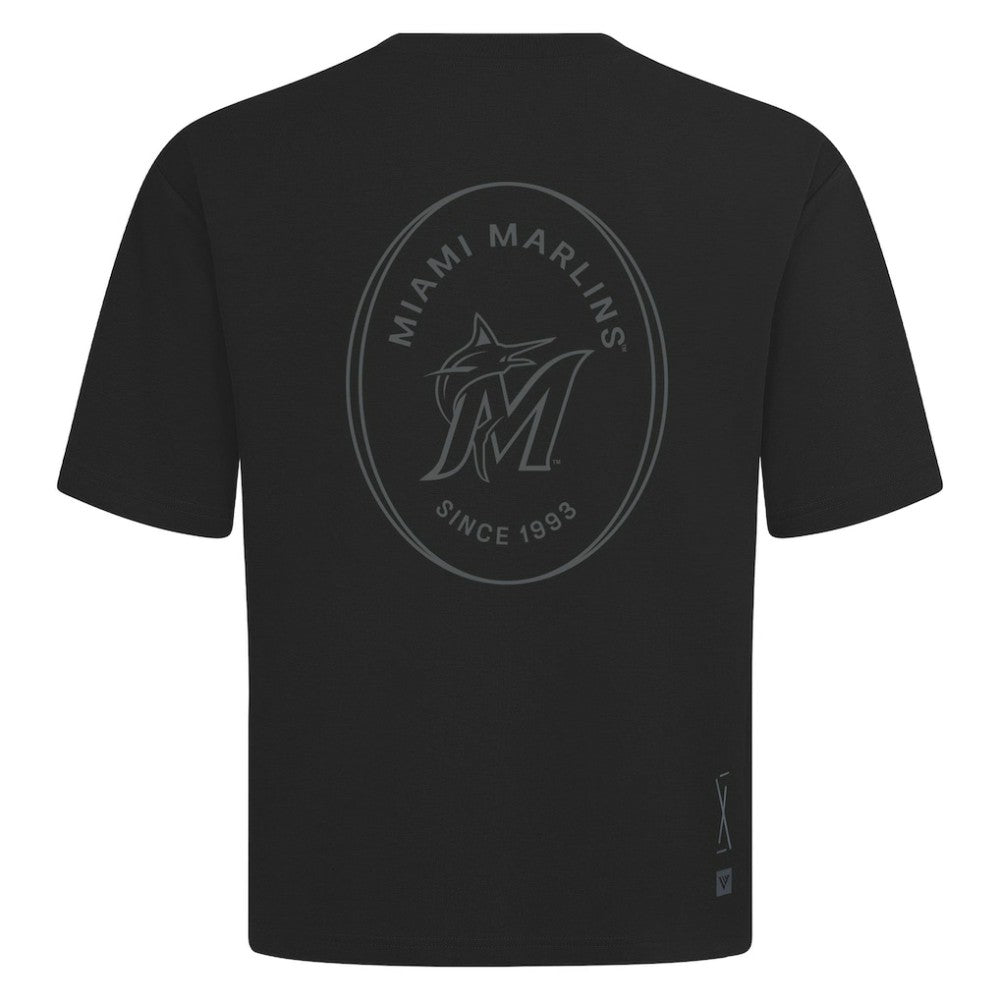 Miami Marlins Levelwear Signet Oversized Luxe Signature Knit T-Shirt - MLB