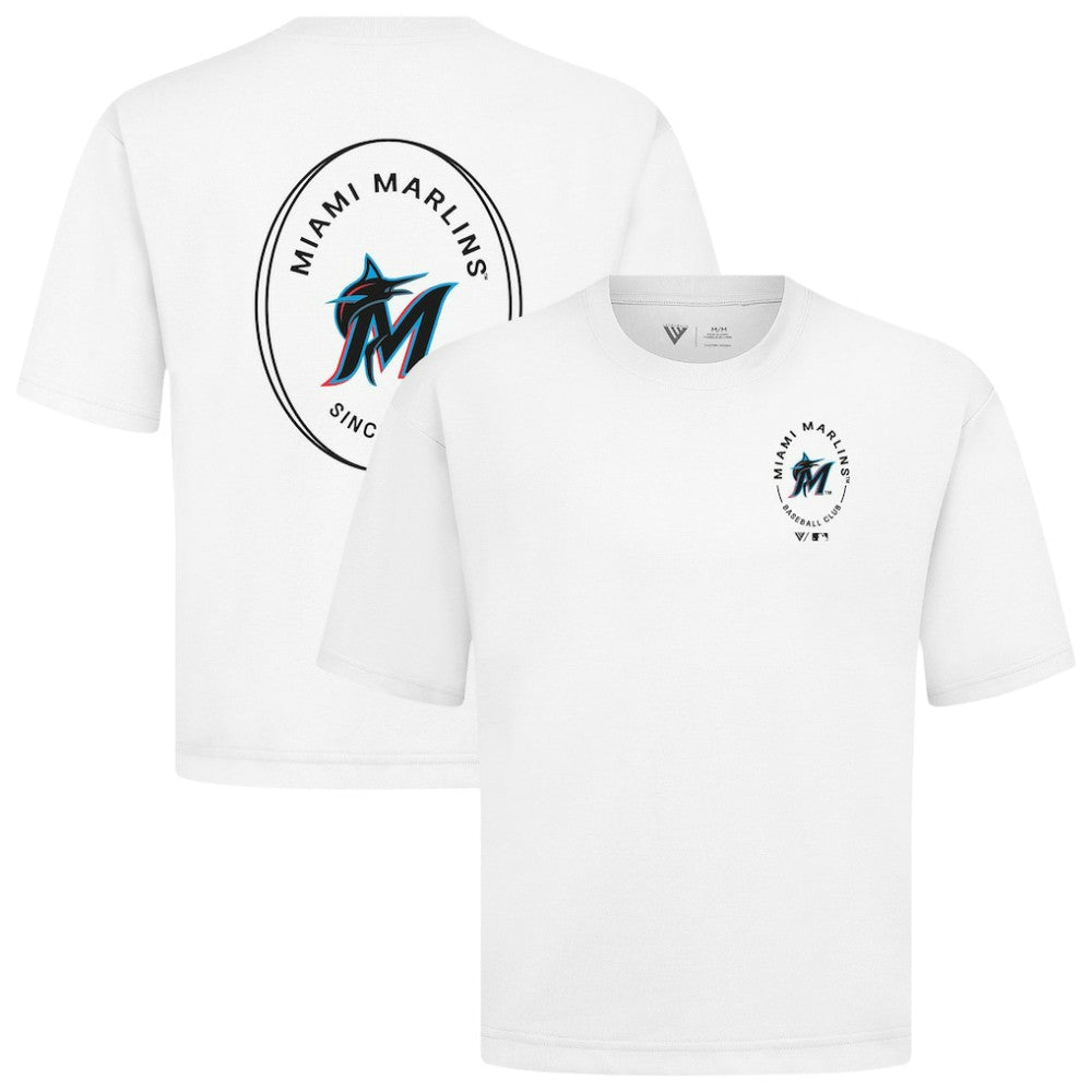 Miami Marlins Levelwear Signet Oversized Luxe Signature Knit T-Shirt - MLB