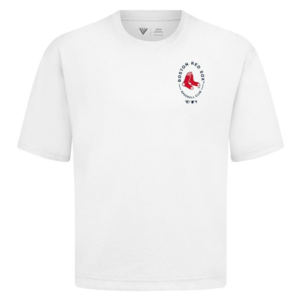 Boston Red Sox Levelwear Signet Oversized Luxe Signature Knit T-Shirt - MLB