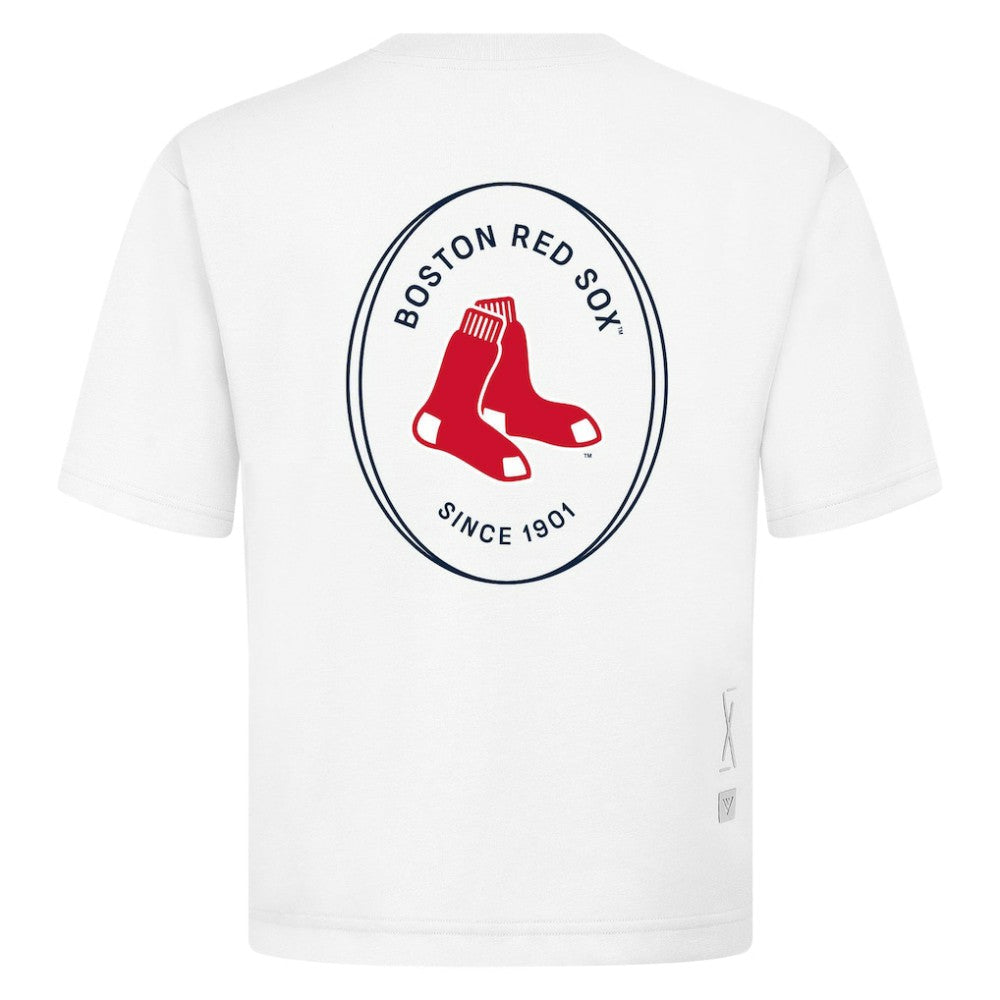 Boston Red Sox Levelwear Signet Oversized Luxe Signature Knit T-Shirt - MLB