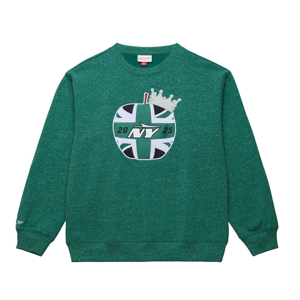 New York Jets Jets In London Throw It Back Fleece Sweatshirt Green | Mitchell & Ness