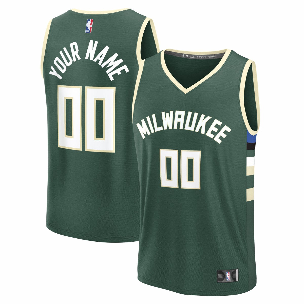 Milwaukee Bucks Youth Fast Break Custom Replica Jersey Green Icon Edition - NBA