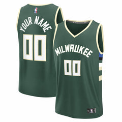 Milwaukee Bucks Youth Fast Break Custom Replica Jersey Green Icon Edition - NBA