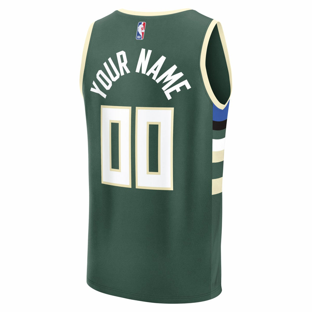 Milwaukee Bucks Youth Fast Break Custom Replica Jersey Green Icon Edition - NBA