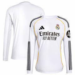 Real Madrid 2025/26 Home Replica Long Sleeve Jersey White | Adidas