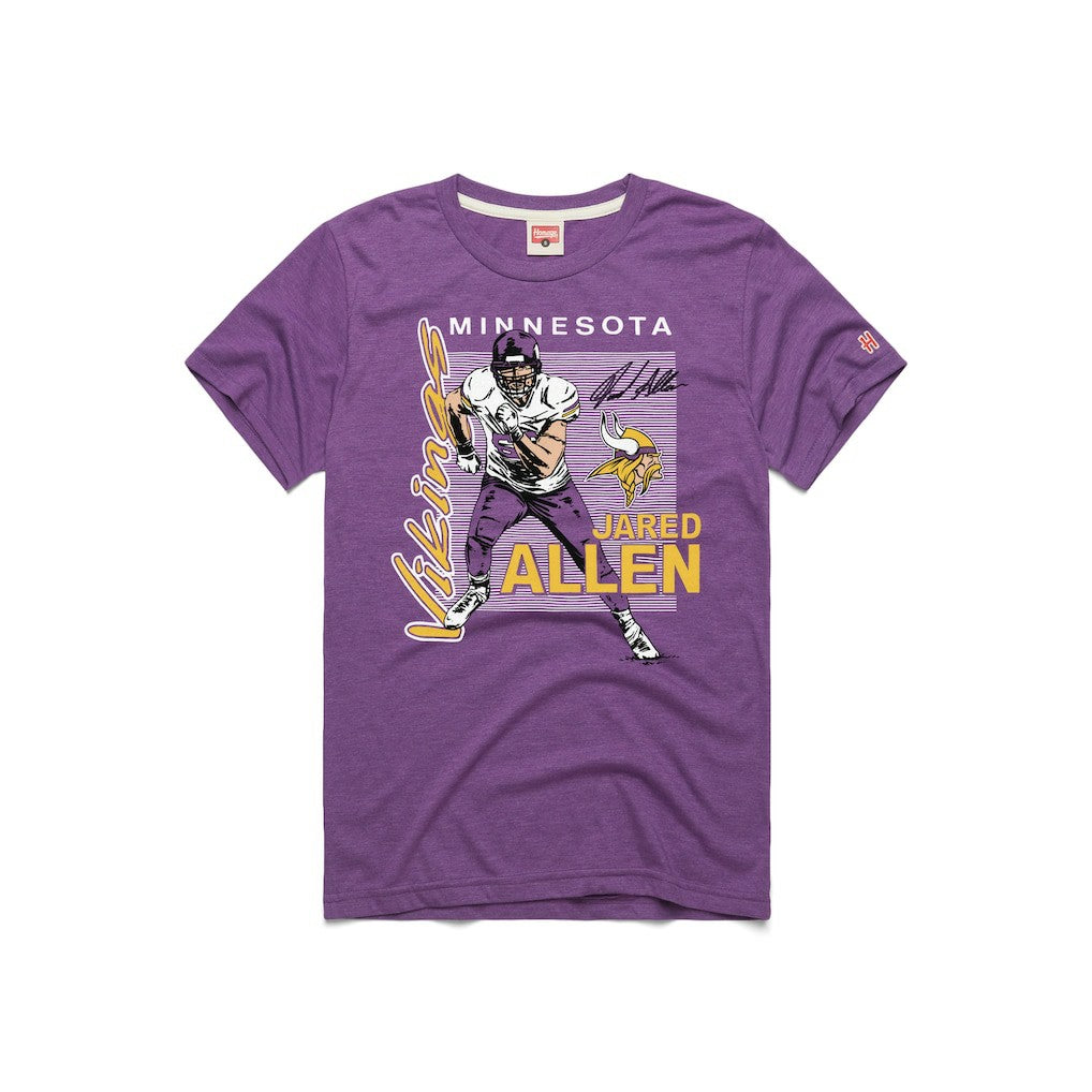 Jared Allen Minnesota Vikings Homage Unisex HOF Player Graphic Tri-Blend T-Shirt Purple | NFL