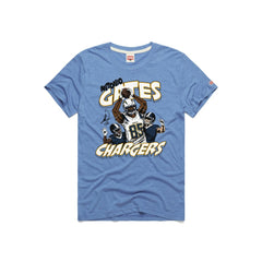 Antonio Gates Los Angeles Chargers Homage Unisex Caricature Retired Player Tri-Blend T-Shirt Powder Blue | NFL