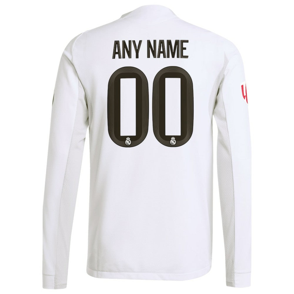 Real Madrid 2025/26 Home Long Sleeve Custom Jersey White | Adidas discount