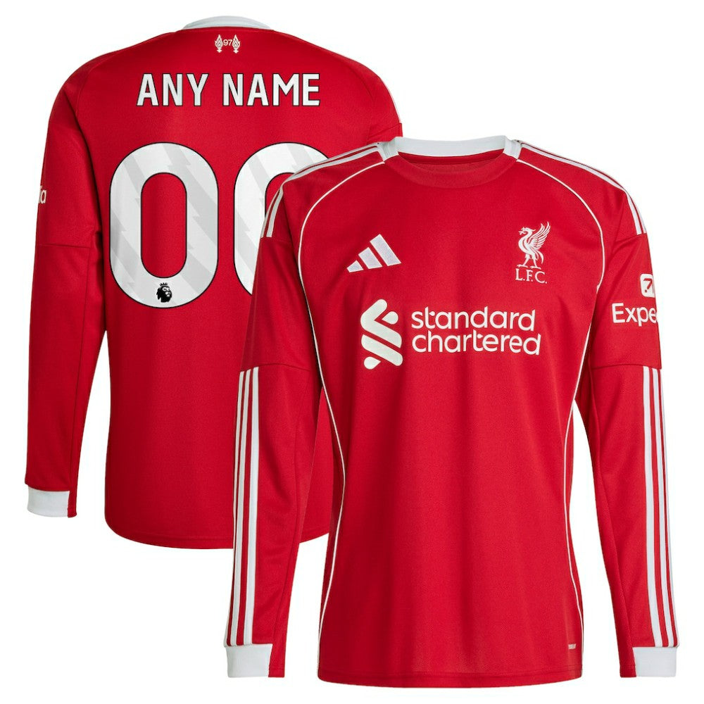 Liverpool 2025/26 Home Custom Replica Long Sleeve Jersey Red | Adidas Sale