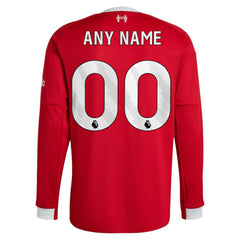Liverpool 2025/26 Home Custom Replica Long Sleeve Jersey Red | Adidas Sale