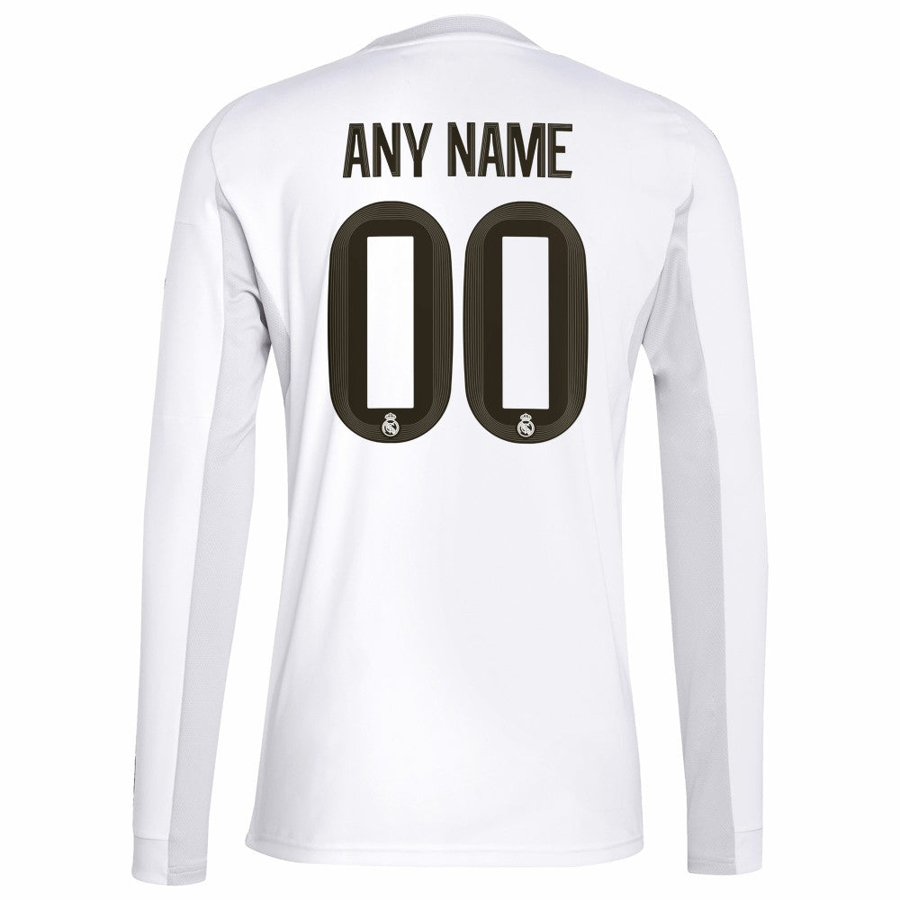 Real Madrid 2025/26 Home Replica Long Sleeve Custom Jersey White | Adidas Online