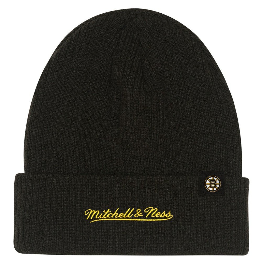 Boston Bruins Mitchell & Ness Youth Neon Line Lights Cuffed Knit Hat - Black - NHL