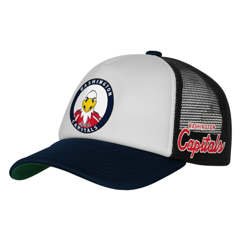 Washington Capitals Mitchell & Ness Youth Mascot Adjustable Trucker Hat - White - NHL