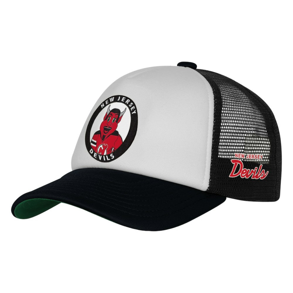New Jersey Devils Mitchell & Ness Youth Mascot Adjustable Trucker Hat - White - NHL