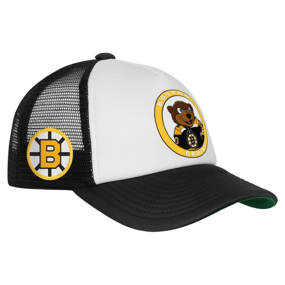 Boston Bruins Mitchell & Ness Youth Mascot Adjustable Trucker Hat - White - NHL