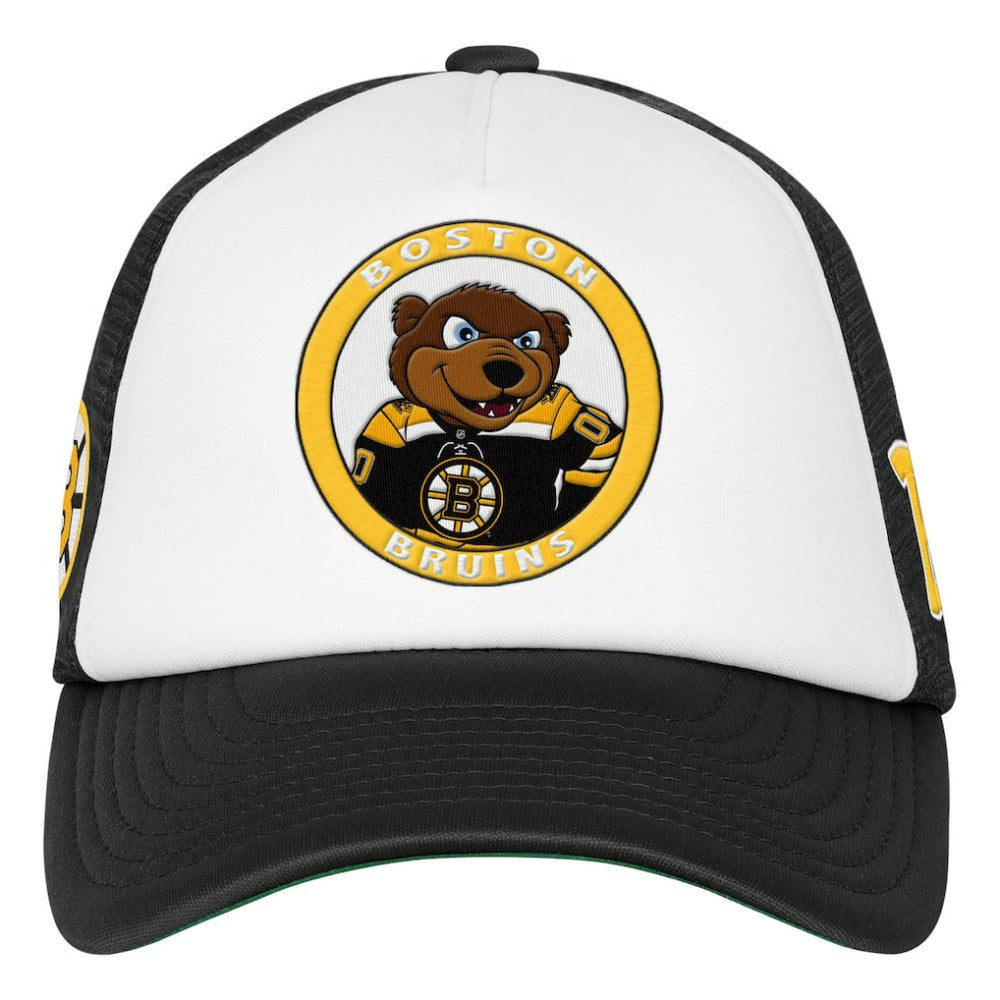 Boston Bruins Mitchell & Ness Youth Mascot Adjustable Trucker Hat - White - NHL