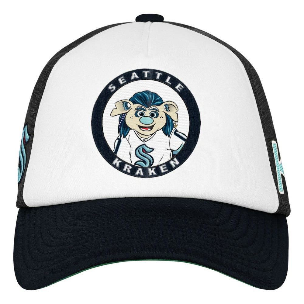 Seattle Kraken Mitchell & Ness Youth Mascot Adjustable Trucker Hat - White - NHL