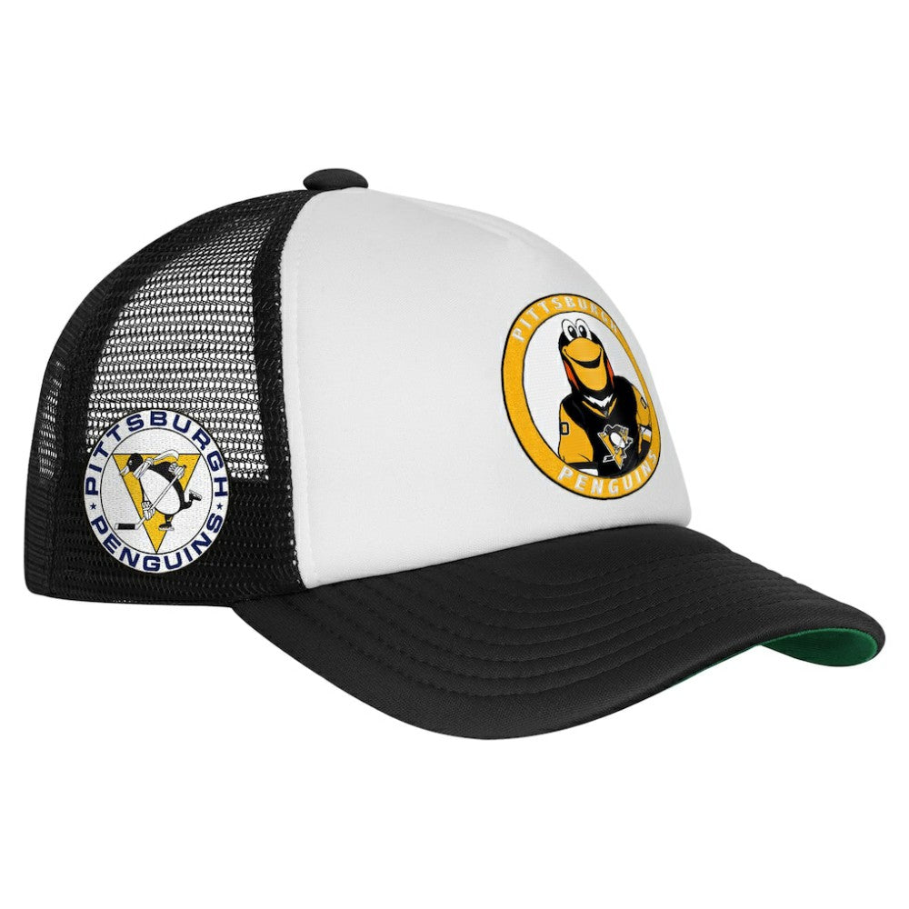 Pittsburgh Penguins Mitchell & Ness Youth Mascot Adjustable Trucker Hat - White - NHL