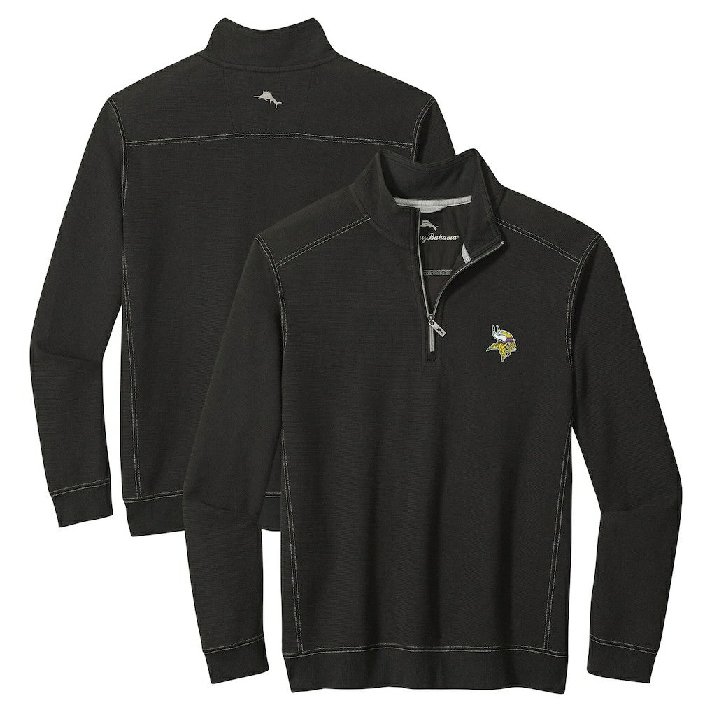 Minnesota Vikings Big & Tall Montego Bay Half-Zip Pullover Black | Tommy Bahama