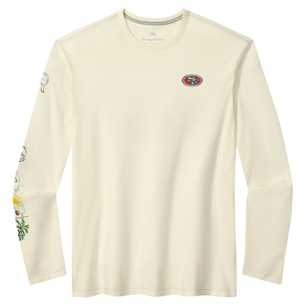 San Francisco 49ers Oasis Endzone Lux Long Sleeve T-Shirt Cream | Tommy Bahama