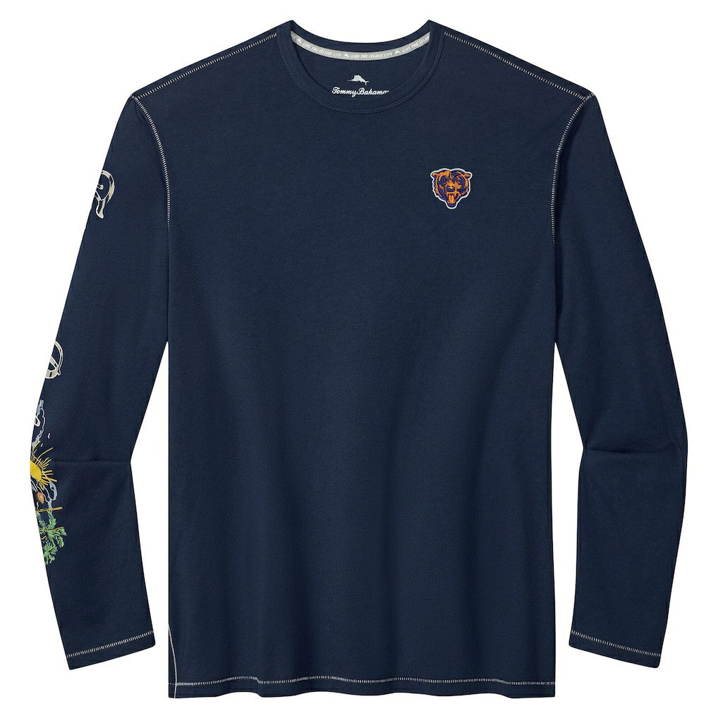 Chicago Bears Oasis Endzone Lux Long Sleeve T-Shirt Navy | Tommy Bahama