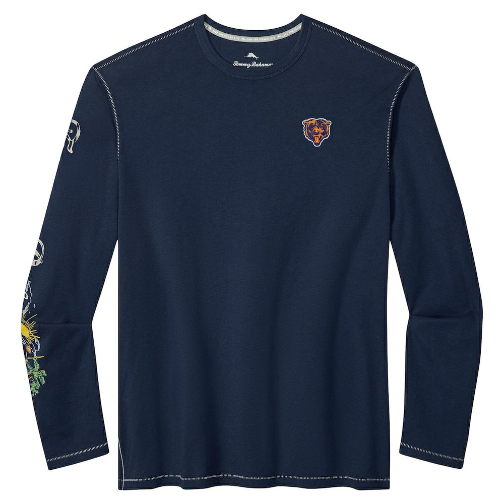 Chicago Bears Oasis Endzone Lux Long Sleeve T-Shirt Navy | Tommy Bahama