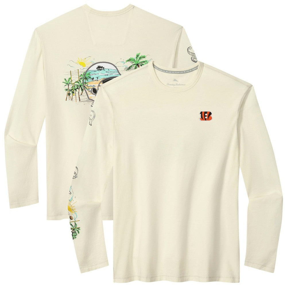 Cincinnati Bengals Oasis Endzone Lux Long Sleeve T-Shirt Cream | Tommy Bahama