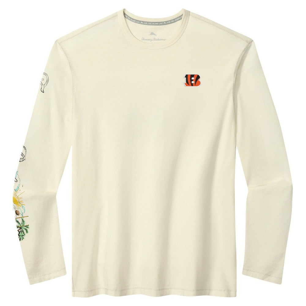 Cincinnati Bengals Oasis Endzone Lux Long Sleeve T-Shirt Cream | Tommy Bahama